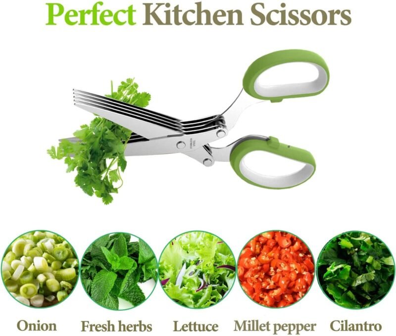 Herb Scissors, Kitchen Herb Shears Cutter with 5 Blades